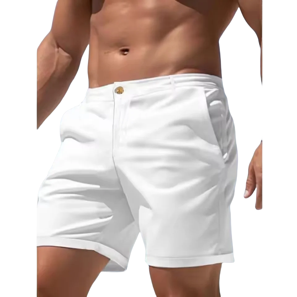 Men’s Summer 2025 Basic Shorts – Casual Beach Shorts with Pockets, Button-Up