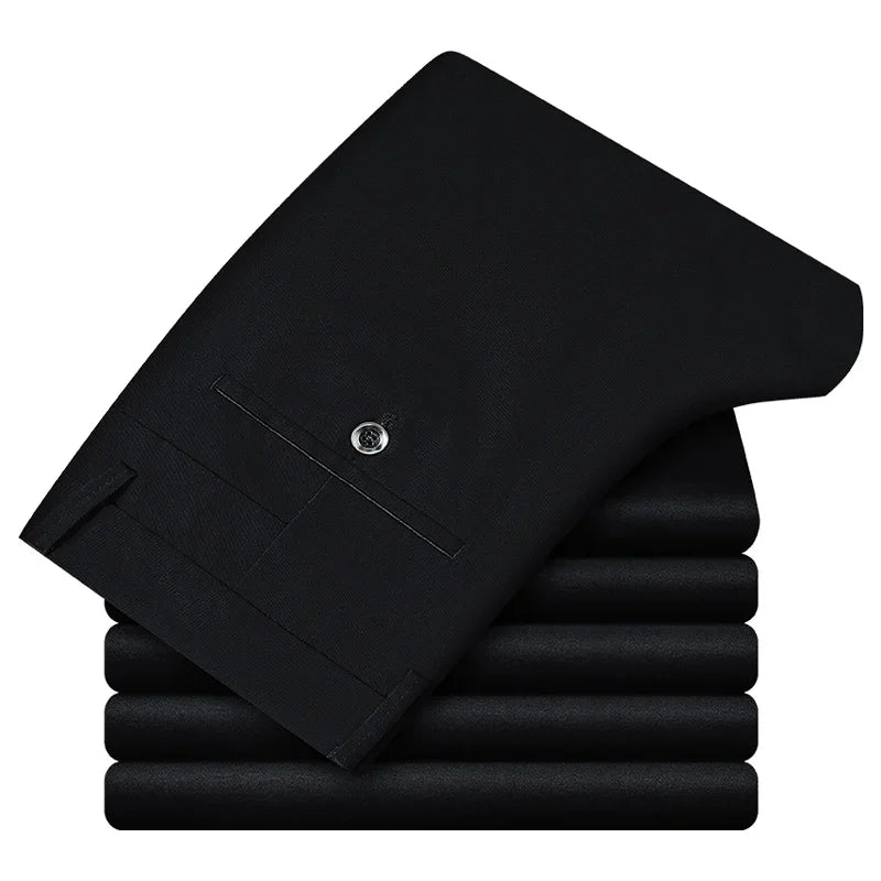 Men’s Classic Cotton Pants – 2024 Loose Fit High-Waist Elastic Casual Trousers