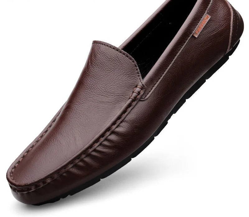 Men’s Genuine Leather Slip-On Loafers – Breathable Luxury Moccasins & Italian Driving Shoes