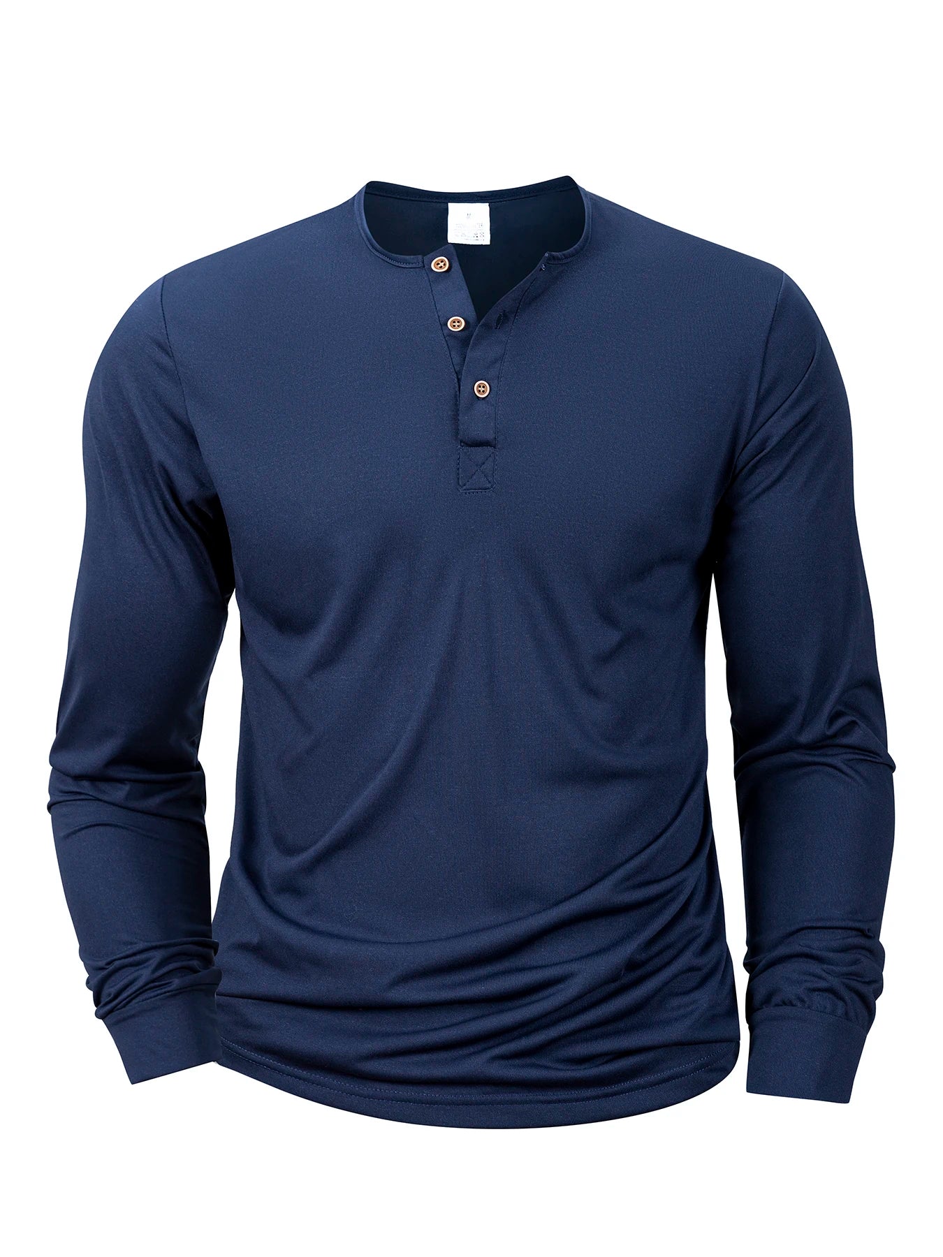 Men’s Long Sleeve Henley Shirt – Slim Fit, Casual & Comfortable Fitness Top with Button Neck