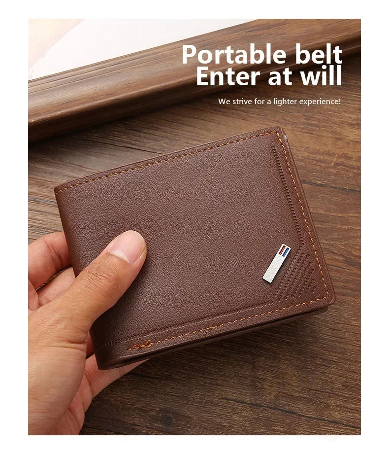 Men's Slim Leather Wallet – Minimalist Soft Leather Bifold, Compact & Durable Short Wallet