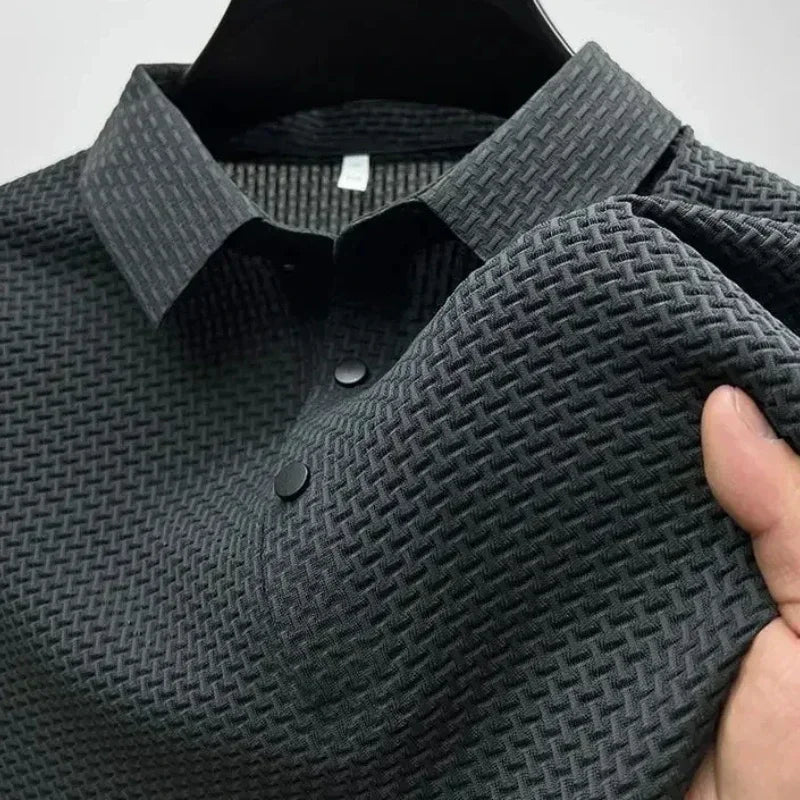 Men's Summer Ice Silk Short Sleeve Polo – Cool, Breathable, Sweat-Absorbing, Business Casual T-Shirt