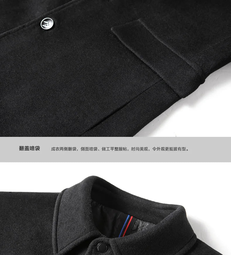 New Men’s Winter Wool Coat – Korean Style Business Trench Jacket