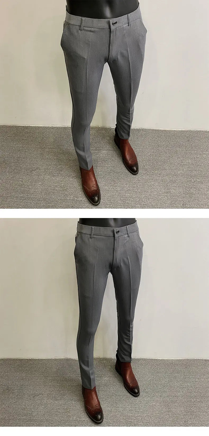 Men’s Slim Fit Formal Suit Pants – Stretch Dress Trousers, Solid Color Business & Casual Wear