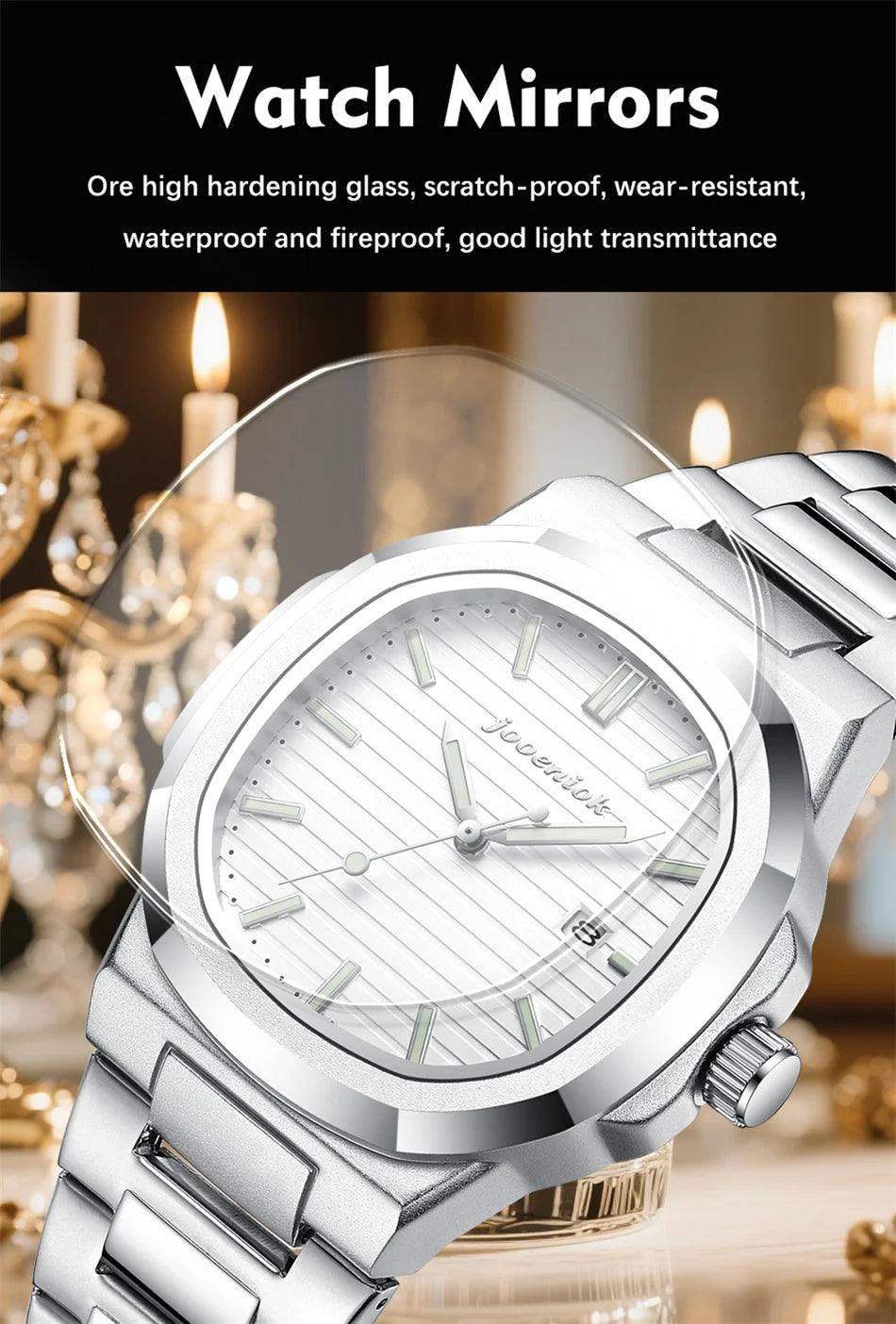 Luxury Men’s Square Watch – Quartz, Waterproof, Leather Strap