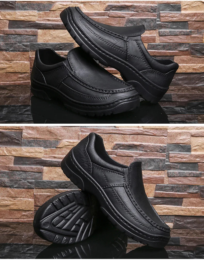 Men’s EVA Anti-Slip Casual Shoes – One-Piece Molded Imitation Leather Comfort Loafers