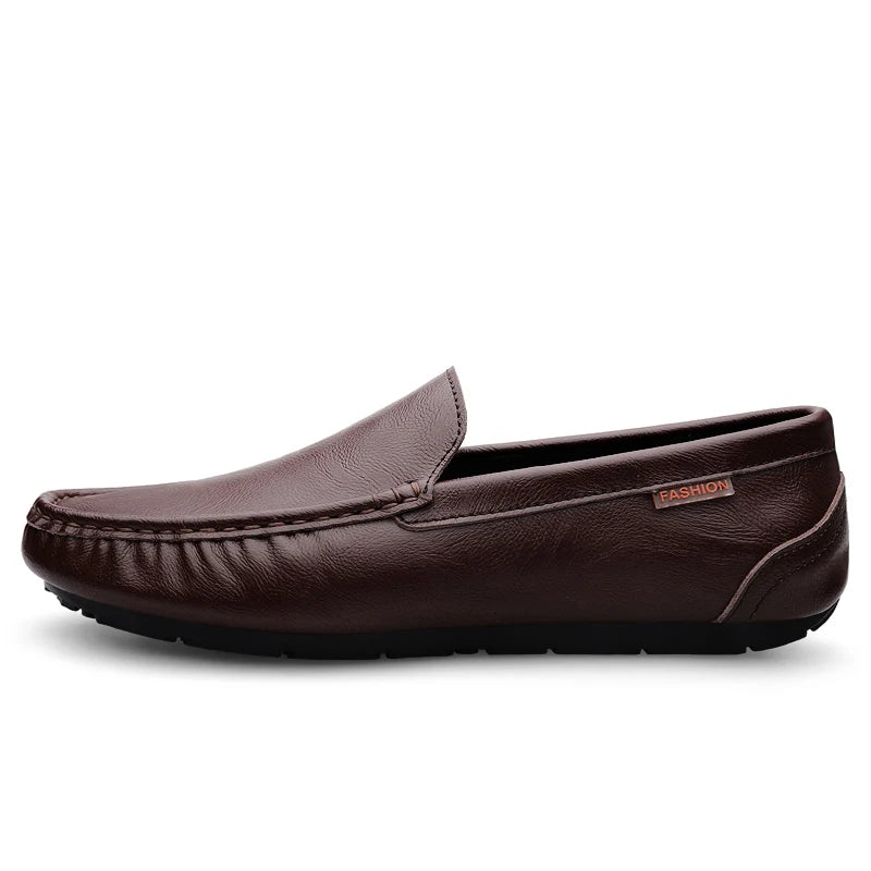 Men’s Genuine Leather Slip-On Loafers – Breathable Luxury Moccasins & Italian Driving Shoes