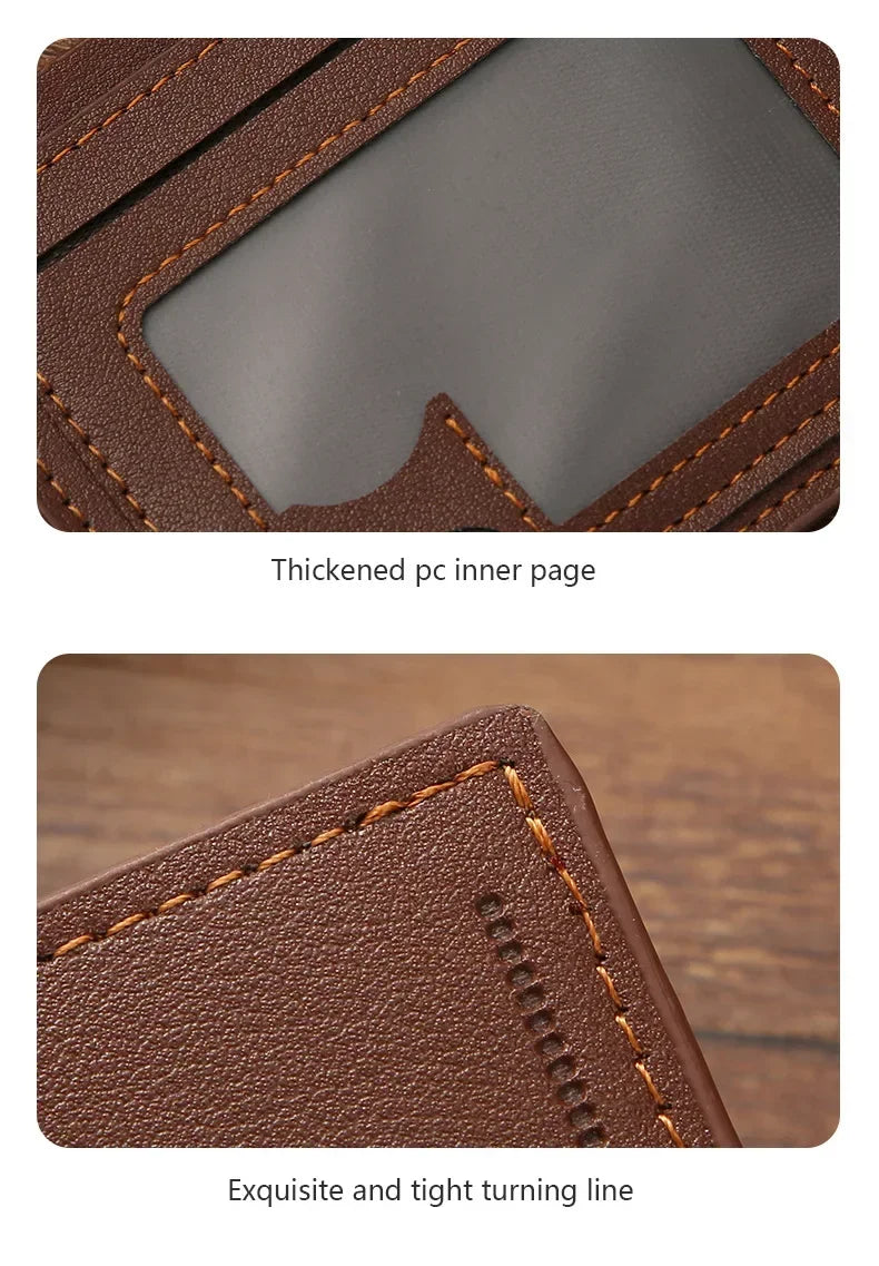 Men's Slim Leather Wallet – Minimalist Soft Leather Bifold, Compact & Durable Short Wallet