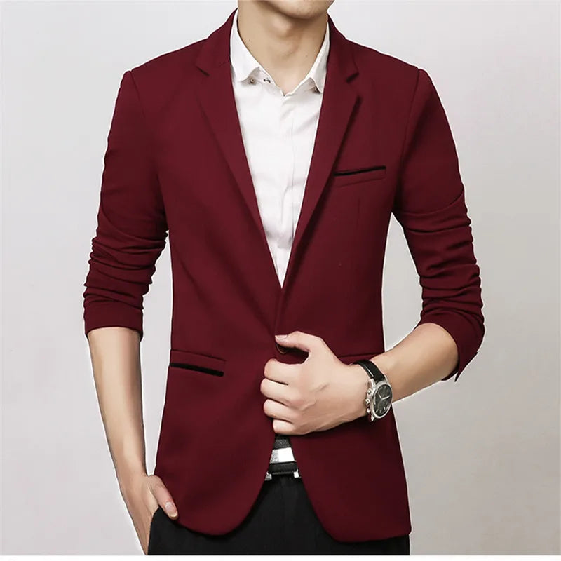 FGKKS New Luxury Men's Blazer – Slim Fit Autumn Fashion Suit Jacket