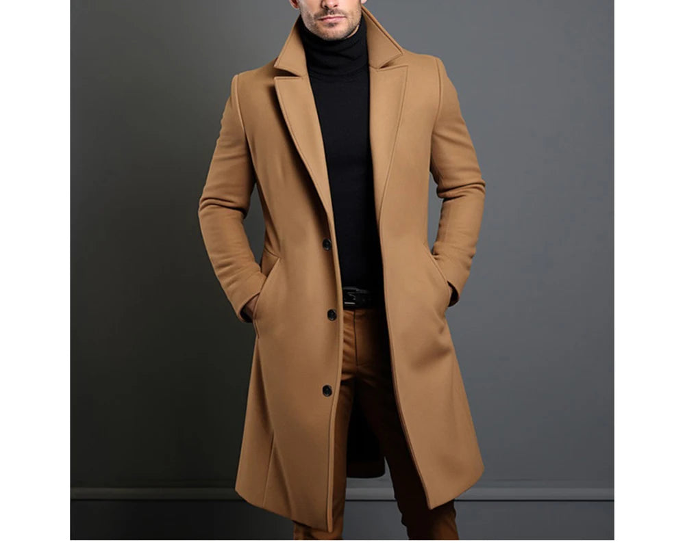 Men’s Luxury Wool Trench Coat – Warm & Stylish Winter Overcoat