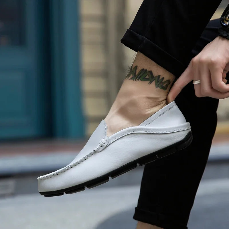 Men’s Casual Genuine Leather Loafers – Designer Slip-On Moccasins & Boat Shoes, High Quality