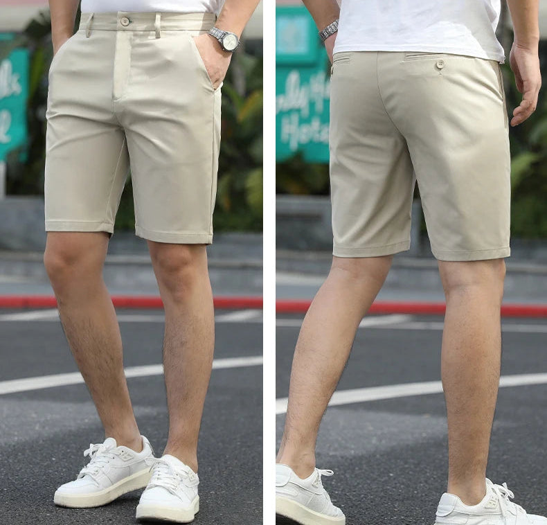 Men’s Summer Slim Fit Stretch Shorts – Lightweight Business Casual Dress Shorts, Fashion High Elastic Waist