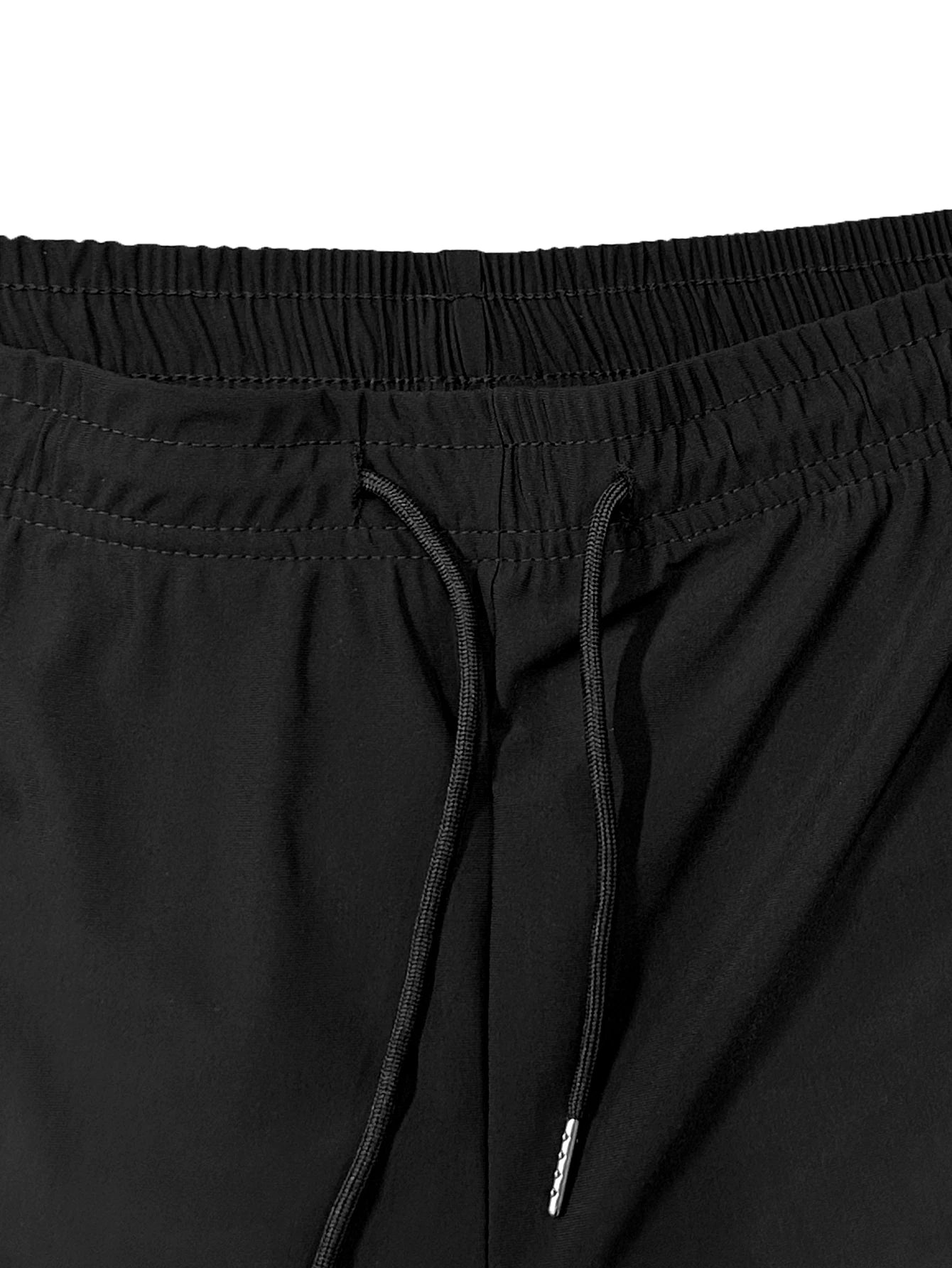 Men’s Elastic Waist Shorts – Solid Color Casual Shorts with Zipper Pockets