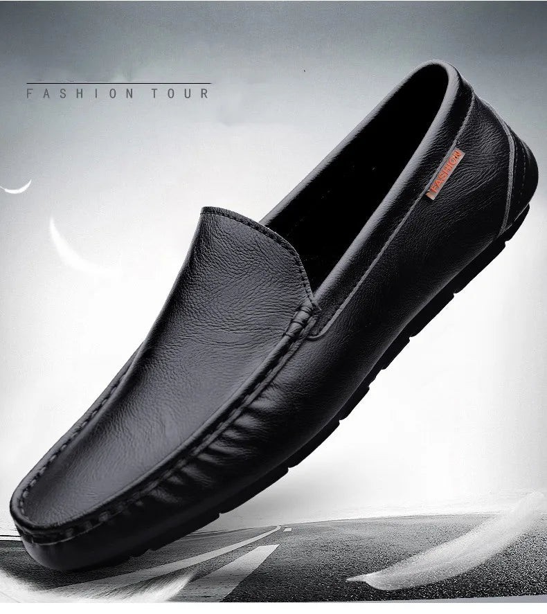 Men’s Genuine Leather Slip-On Loafers – Breathable Luxury Moccasins & Italian Driving Shoes