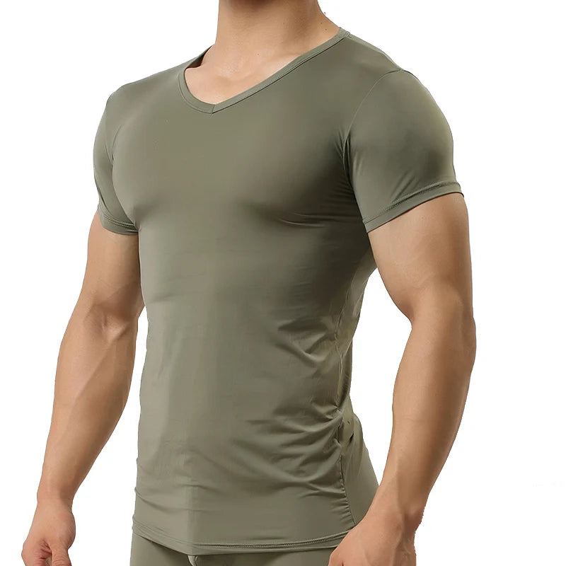 Men’s Ice Silk Quick-Dry T-Shirt – Breathable Slim Fit Summer Top