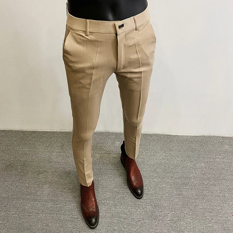 Men’s Slim Fit Formal Suit Pants – Stretch Dress Trousers, Solid Color Business & Casual Wear