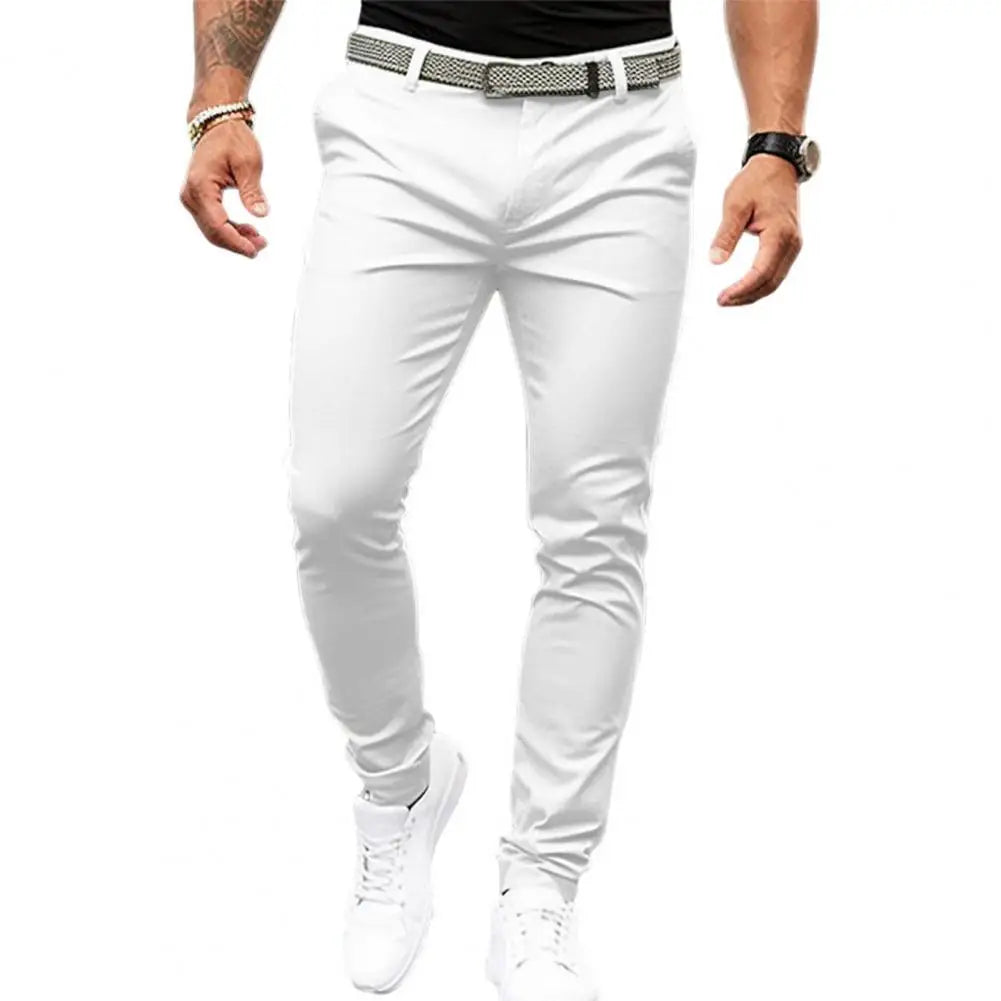 Men’s Slim Fit Suit Pants – Solid Color Business & Office Trousers with Slant Pockets