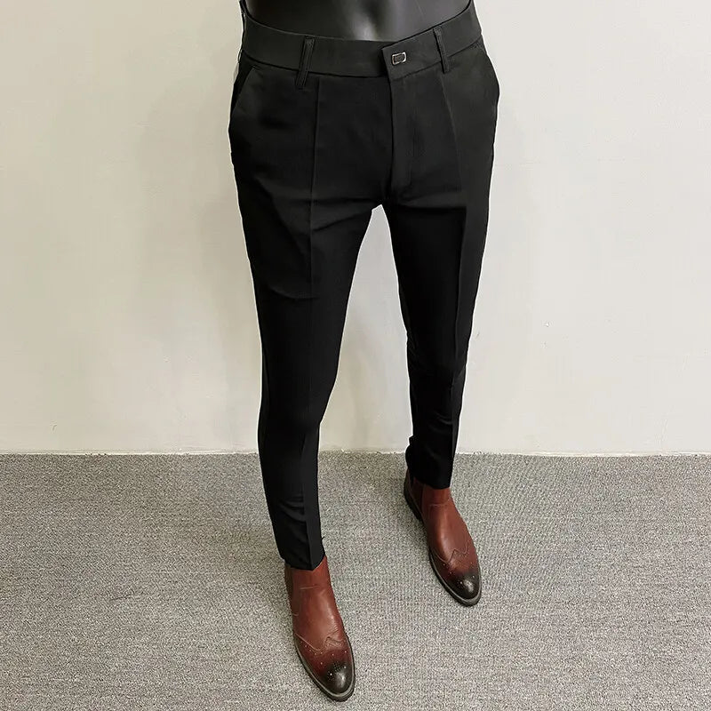 Men’s Slim Fit Formal Suit Pants – Stretch Dress Trousers, Solid Color Business & Casual Wear