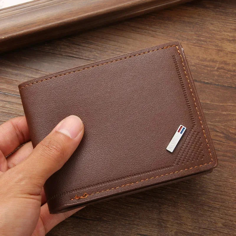 Men's Slim Leather Wallet – Minimalist Soft Leather Bifold, Compact & Durable Short Wallet