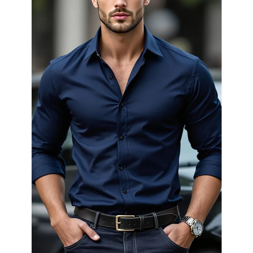 FGKKS Men’s Dress Shirt – Premium Slim Fit with Stretch Fabric