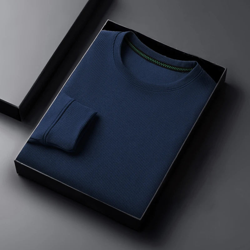 Men's Waffle Knit Long Sleeve T-Shirt – Casual Comfort Top