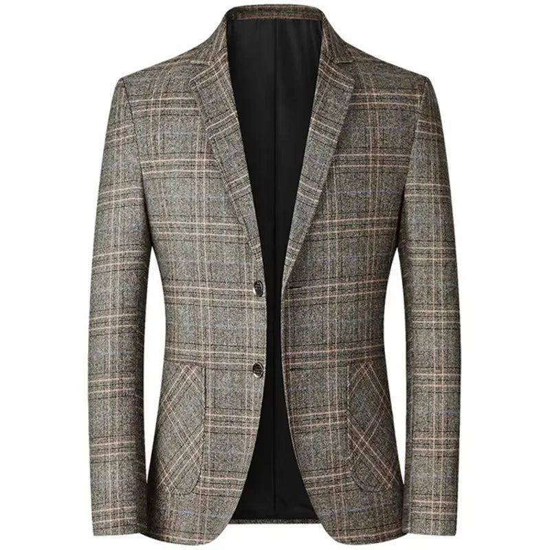 Men’s Plaid Blazer – Spring Wedding & Business Suit Jacket
