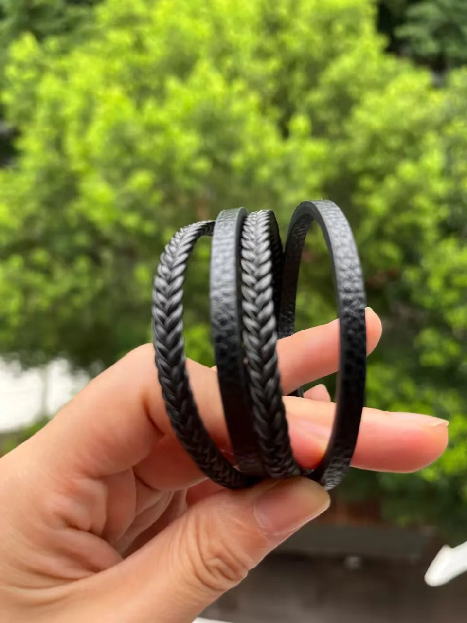 Men’s Trendy Leather Bracelet – Stainless Steel Multilayer Braided Rope Jewelry
