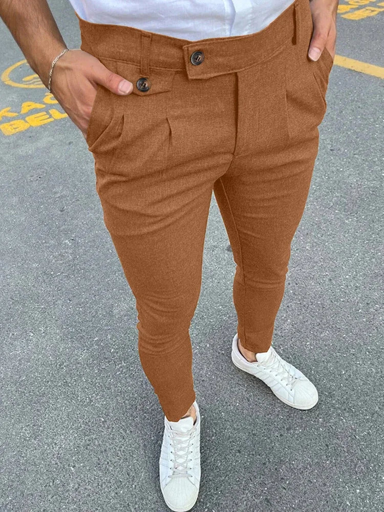 Men’s Slim Fit Casual Trousers – Vintage Pencil Pants