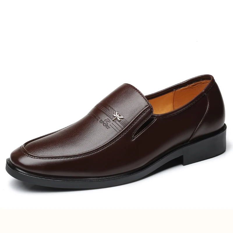 Men’s Classic Leather Loafers – Elegant Business Slip-On Dress Shoes