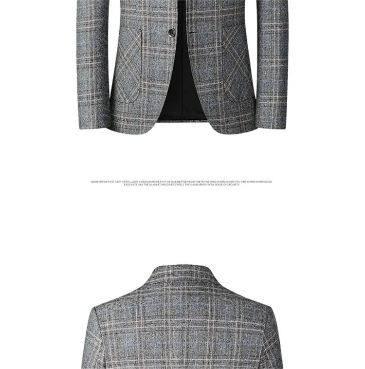 Men’s Plaid Blazer – Spring Wedding & Business Suit Jacket
