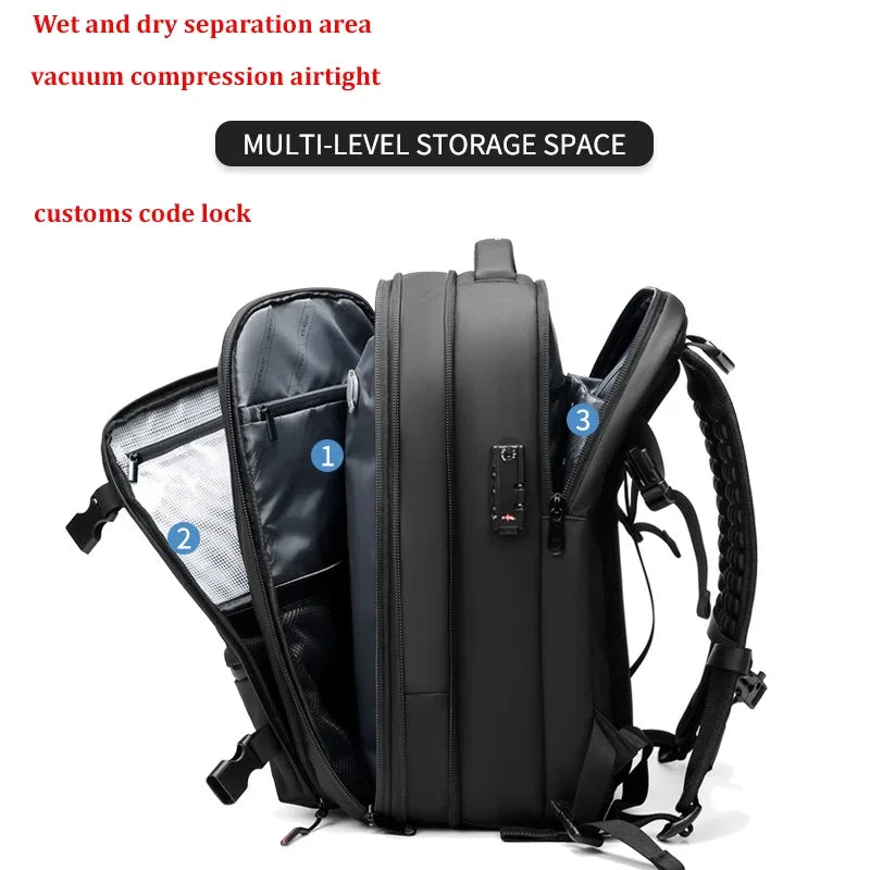 Men’s 17-Inch Laptop Travel Backpack – Expandable, Large-Capacity Business & Outdoor Compression Bag
