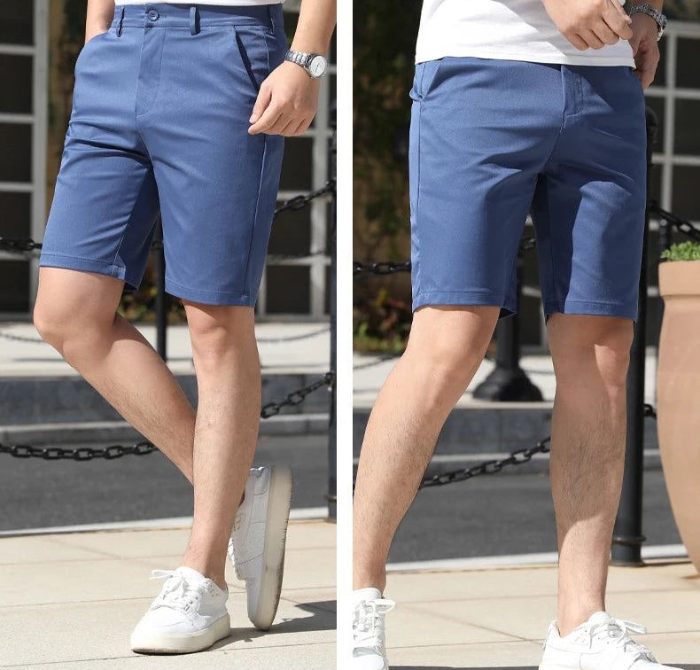 Men’s Summer Slim Fit Stretch Shorts – Lightweight Business Casual Dress Shorts, Fashion High Elastic Waist