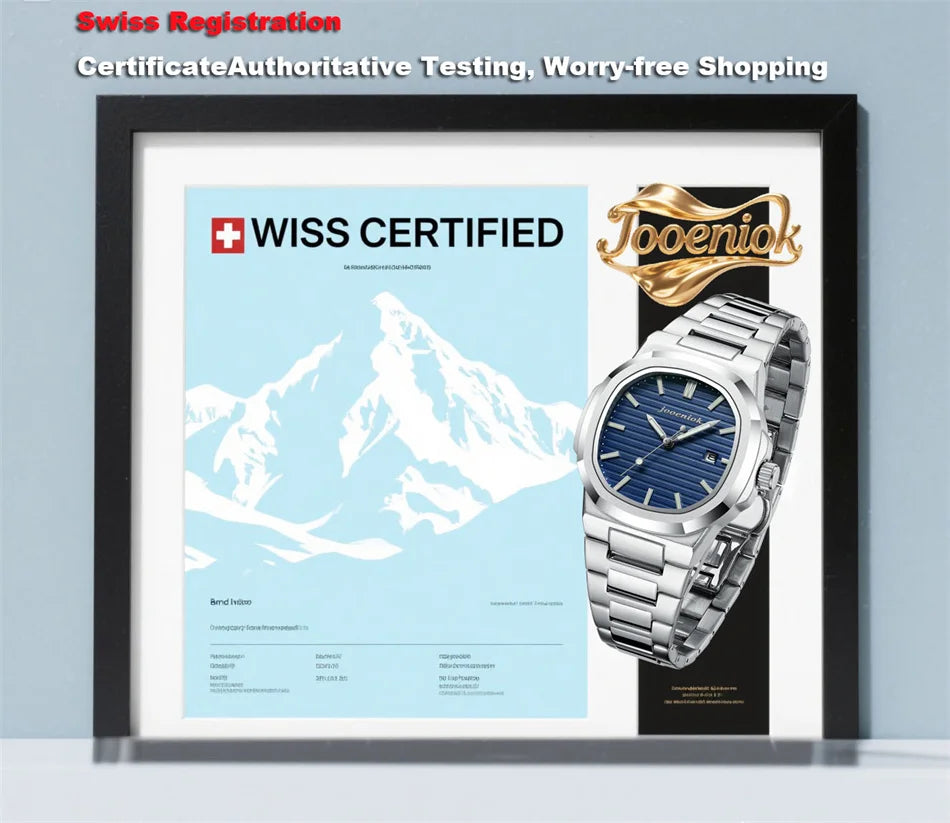 Luxury Men’s Square Watch – Quartz, Waterproof, Leather Strap